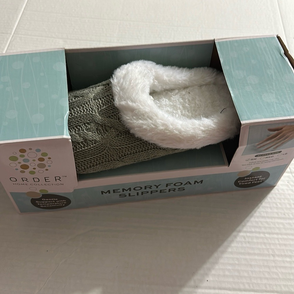 Order Home Collection Memory Foam Slippers Sage Green Cable Knit Women Small 5-6